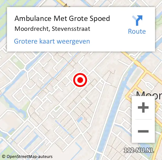 Locatie op kaart van de 112 melding: Ambulance Met Grote Spoed Naar Moordrecht, Stevensstraat op 19 juni 2022 15:53