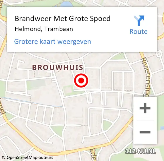 Locatie op kaart van de 112 melding: Brandweer Met Grote Spoed Naar Helmond, Trambaan op 19 juni 2022 15:54