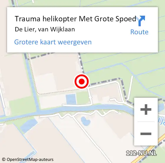 Locatie op kaart van de 112 melding: Trauma helikopter Met Grote Spoed Naar De Lier, van Wijklaan op 19 juni 2022 16:07