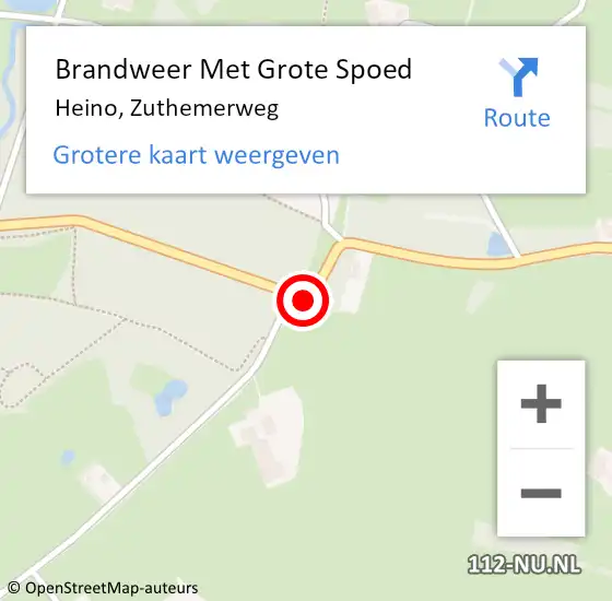 Locatie op kaart van de 112 melding: Brandweer Met Grote Spoed Naar Heino, Zuthemerweg op 19 juni 2022 16:09