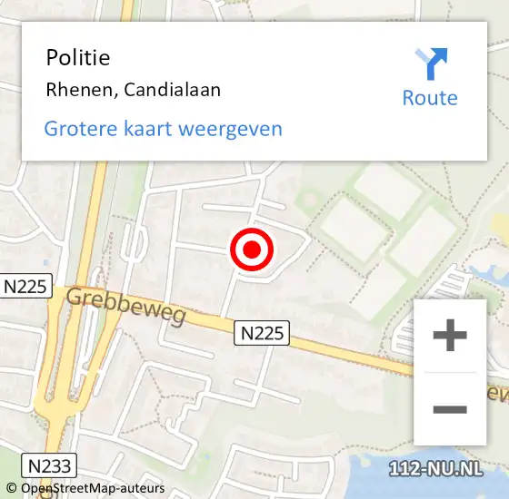 Locatie op kaart van de 112 melding: Politie Rhenen, Candialaan op 19 juni 2022 16:32