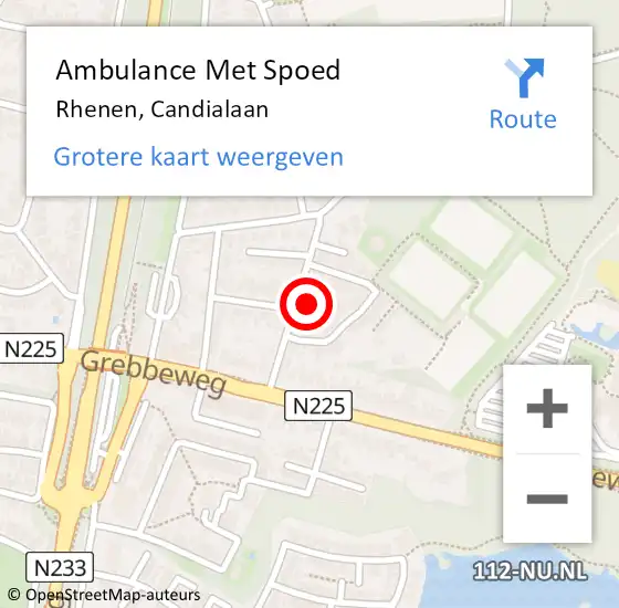 Locatie op kaart van de 112 melding: Ambulance Met Spoed Naar Rhenen, Candialaan op 19 juni 2022 16:32