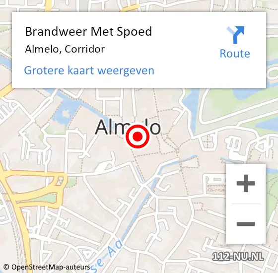 Locatie op kaart van de 112 melding: Brandweer Met Spoed Naar Almelo, Corridor op 19 juni 2022 16:35