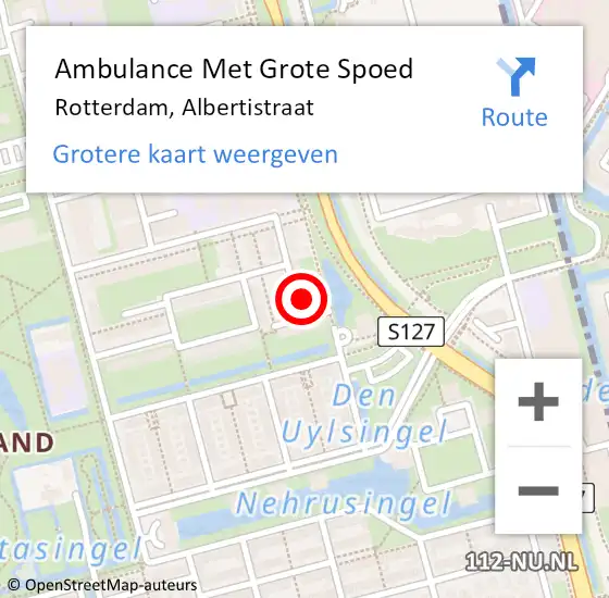 Locatie op kaart van de 112 melding: Ambulance Met Grote Spoed Naar Rotterdam, Albertistraat op 19 juni 2022 16:52