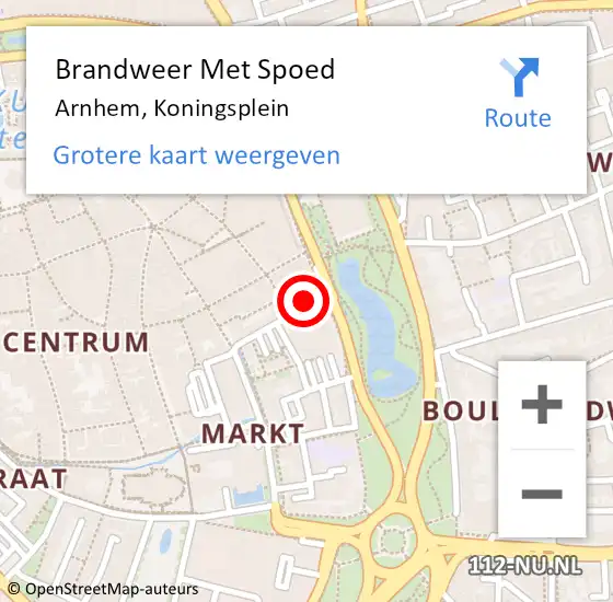 Locatie op kaart van de 112 melding: Brandweer Met Spoed Naar Arnhem, Koningsplein op 19 juni 2022 16:56