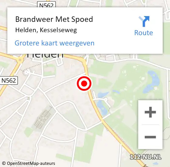 Locatie op kaart van de 112 melding: Brandweer Met Spoed Naar Helden, Kesselseweg op 19 juni 2022 16:59