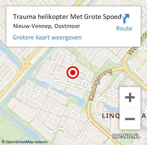 Locatie op kaart van de 112 melding: Trauma helikopter Met Grote Spoed Naar Nieuw-Vennep, Oostmoor op 19 juni 2022 17:13