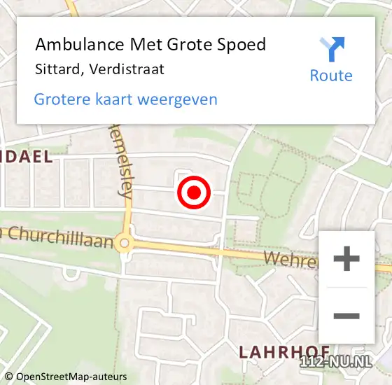 Locatie op kaart van de 112 melding: Ambulance Met Grote Spoed Naar Sittard, Verdistraat op 20 juli 2014 18:19