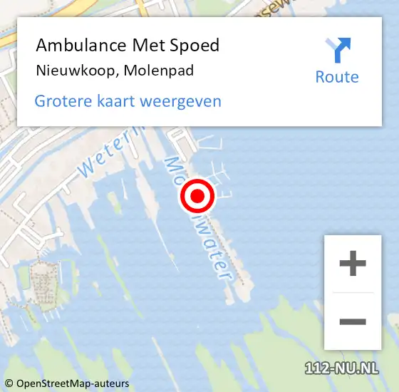 Locatie op kaart van de 112 melding: Ambulance Met Spoed Naar Nieuwkoop, Molenpad op 19 juni 2022 17:54