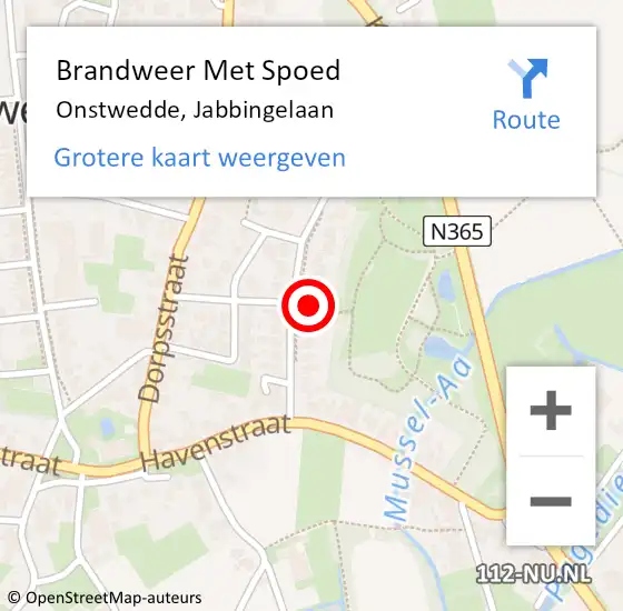 Locatie op kaart van de 112 melding: Brandweer Met Spoed Naar Onstwedde, Jabbingelaan op 20 juli 2014 18:22