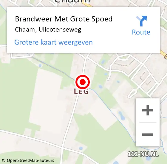 Locatie op kaart van de 112 melding: Brandweer Met Grote Spoed Naar Chaam, Ulicotenseweg op 19 juni 2022 18:11