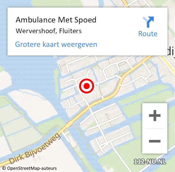 Locatie op kaart van de 112 melding: Ambulance Met Spoed Naar Wervershoof, Fluiters op 19 juni 2022 18:27