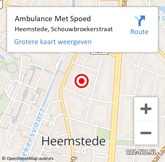 Locatie op kaart van de 112 melding: Ambulance Met Spoed Naar Heemstede, Schouwbroekerstraat op 19 juni 2022 18:52