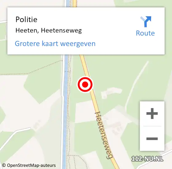 Locatie op kaart van de 112 melding: Politie Heeten, Heetenseweg op 19 juni 2022 18:58