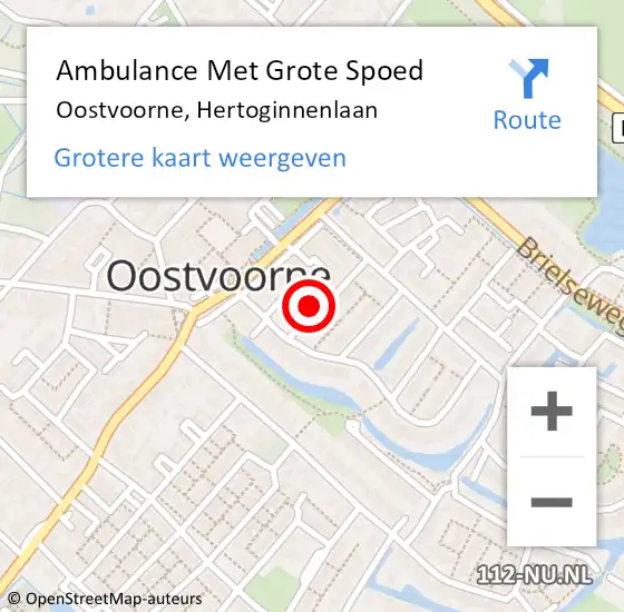 Locatie op kaart van de 112 melding: Ambulance Met Grote Spoed Naar Oostvoorne, Hertoginnenlaan op 19 juni 2022 19:00