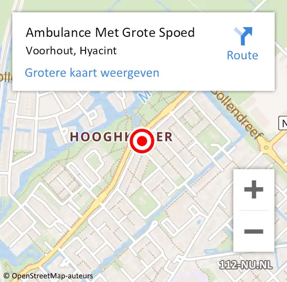 Locatie op kaart van de 112 melding: Ambulance Met Grote Spoed Naar Voorhout, Hyacint op 19 juni 2022 19:06