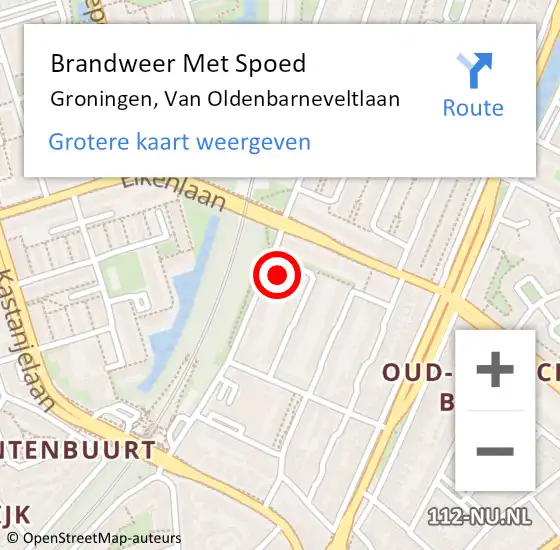 Locatie op kaart van de 112 melding: Brandweer Met Spoed Naar Groningen, Van Oldenbarneveltlaan op 19 juni 2022 19:07