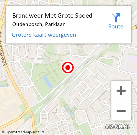 Locatie op kaart van de 112 melding: Brandweer Met Grote Spoed Naar Oudenbosch, Parklaan op 19 juni 2022 19:38