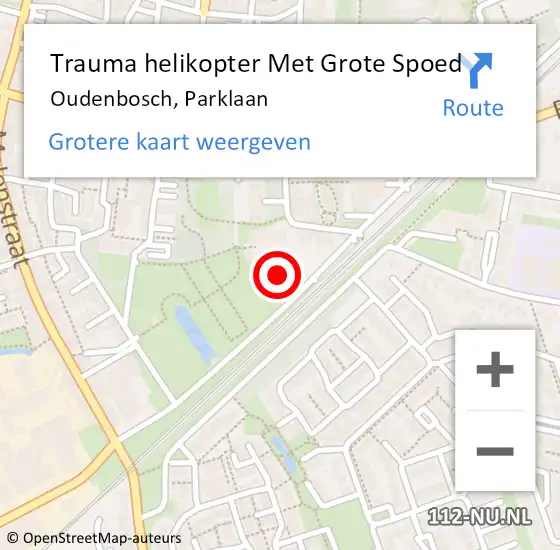 Locatie op kaart van de 112 melding: Trauma helikopter Met Grote Spoed Naar Oudenbosch, Parklaan op 19 juni 2022 19:39