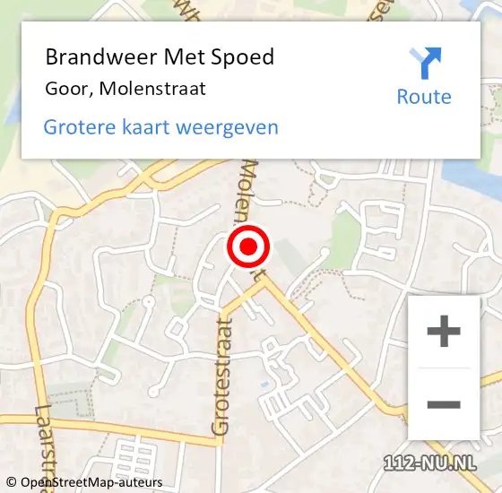 Locatie op kaart van de 112 melding: Brandweer Met Spoed Naar Goor, Molenstraat op 20 juli 2014 18:37