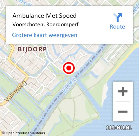 Locatie op kaart van de 112 melding: Ambulance Met Spoed Naar Voorschoten, Roerdomperf op 19 juni 2022 20:03