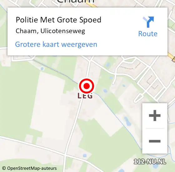 Locatie op kaart van de 112 melding: Politie Met Grote Spoed Naar Chaam, Ulicotenseweg op 19 juni 2022 20:31