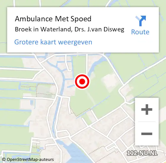 Locatie op kaart van de 112 melding: Ambulance Met Spoed Naar Broek in Waterland, Drs. J.van Disweg op 19 juni 2022 20:32