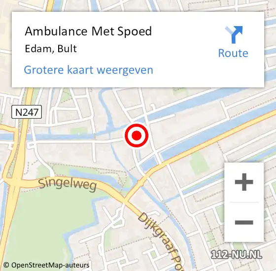 Locatie op kaart van de 112 melding: Ambulance Met Spoed Naar Edam, Bult op 19 juni 2022 20:34