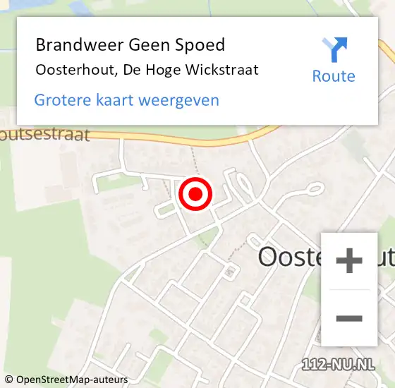 Locatie op kaart van de 112 melding: Brandweer Geen Spoed Naar Oosterhout, De Hoge Wickstraat op 19 juni 2022 20:51