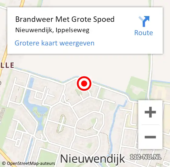 Locatie op kaart van de 112 melding: Brandweer Met Grote Spoed Naar Nieuwendijk, Ippelseweg op 19 juni 2022 21:39