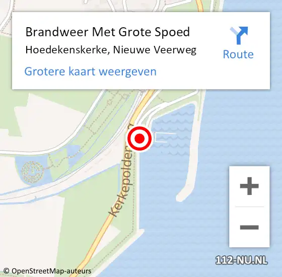 Locatie op kaart van de 112 melding: Brandweer Met Grote Spoed Naar Hoedekenskerke, Nieuwe Veerweg op 19 juni 2022 21:51