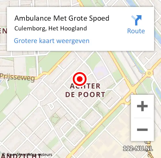 Locatie op kaart van de 112 melding: Ambulance Met Grote Spoed Naar Culemborg, Het Hoogland op 19 juni 2022 22:00