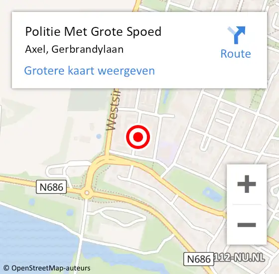 Locatie op kaart van de 112 melding: Politie Met Grote Spoed Naar Axel, Gerbrandylaan op 19 juni 2022 22:34