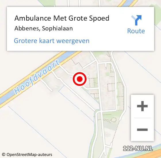 Locatie op kaart van de 112 melding: Ambulance Met Grote Spoed Naar Abbenes, Sophialaan op 19 juni 2022 22:39