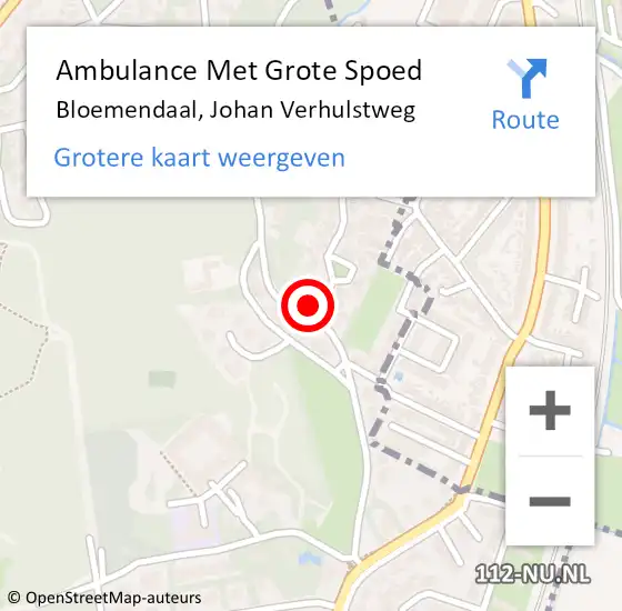 Locatie op kaart van de 112 melding: Ambulance Met Grote Spoed Naar Bloemendaal, Johan Verhulstweg op 19 juni 2022 22:44