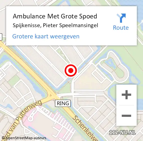 Locatie op kaart van de 112 melding: Ambulance Met Grote Spoed Naar Spijkenisse, Pieter Speelmansingel op 19 juni 2022 22:58