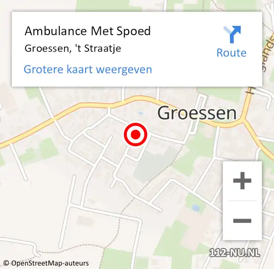 Locatie op kaart van de 112 melding: Ambulance Met Spoed Naar Groessen, 't Straatje op 19 juni 2022 23:35