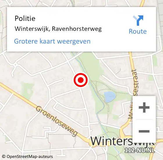 Locatie op kaart van de 112 melding: Politie Winterswijk, Ravenhorsterweg op 19 juni 2022 23:50