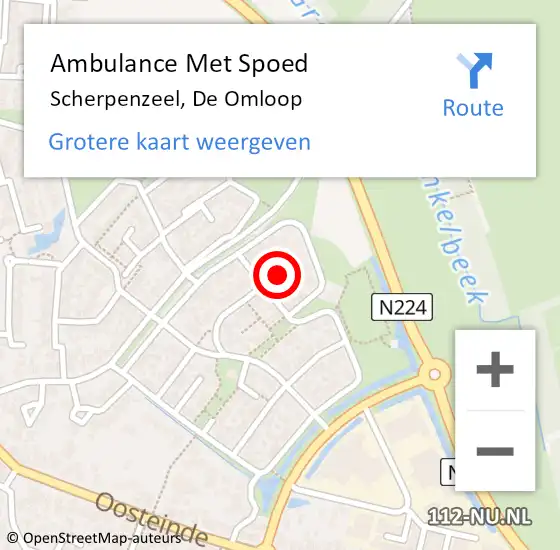 Locatie op kaart van de 112 melding: Ambulance Met Spoed Naar Scherpenzeel, De Omloop op 20 juni 2022 00:19