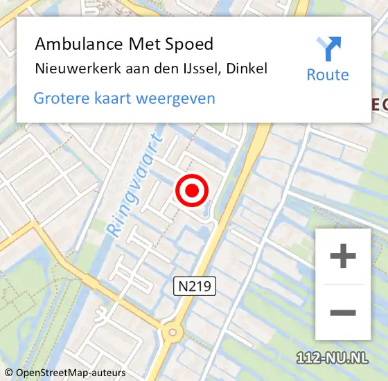 Locatie op kaart van de 112 melding: Ambulance Met Spoed Naar Nieuwerkerk aan den IJssel, Dinkel op 20 juni 2022 00:20