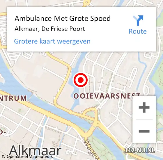 Locatie op kaart van de 112 melding: Ambulance Met Grote Spoed Naar Alkmaar, De Friese Poort op 20 juni 2022 00:21