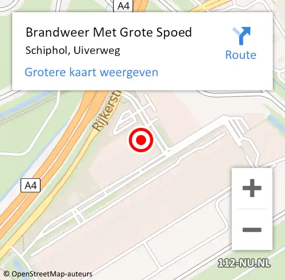 Locatie op kaart van de 112 melding: Brandweer Met Grote Spoed Naar Schiphol, Uiverweg op 20 juni 2022 00:30