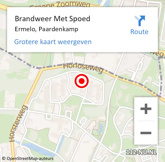 Locatie op kaart van de 112 melding: Brandweer Met Spoed Naar Ermelo, Paardenkamp op 20 juni 2022 00:42