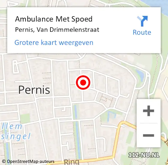 Locatie op kaart van de 112 melding: Ambulance Met Spoed Naar Pernis, Van Drimmelenstraat op 20 juni 2022 00:58