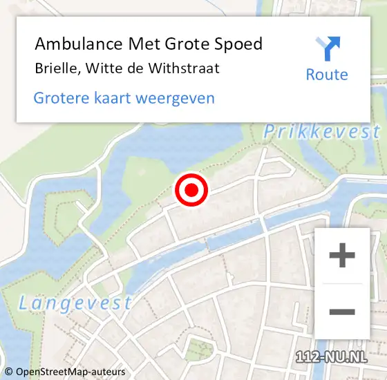 Locatie op kaart van de 112 melding: Ambulance Met Grote Spoed Naar Brielle, Witte de Withstraat op 20 juni 2022 01:40