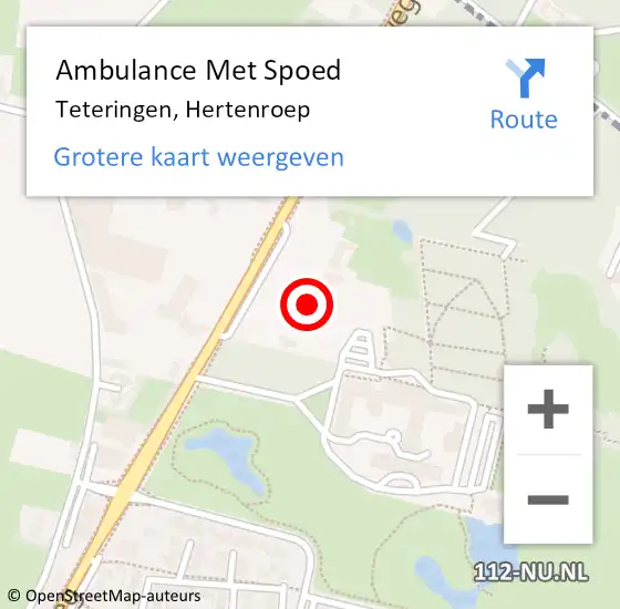 Locatie op kaart van de 112 melding: Ambulance Met Spoed Naar Teteringen, Hertenroep op 20 juli 2014 19:01