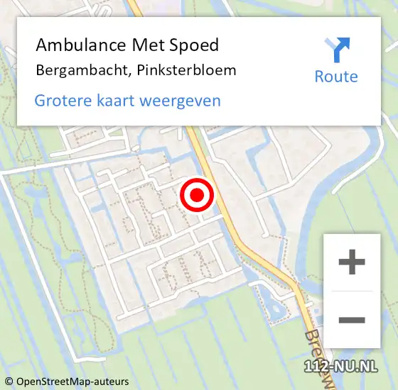 Locatie op kaart van de 112 melding: Ambulance Met Spoed Naar Bergambacht, Pinksterbloem op 20 juni 2022 03:11