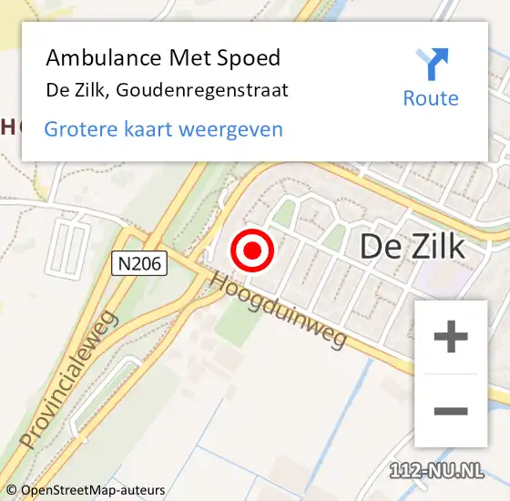 Locatie op kaart van de 112 melding: Ambulance Met Spoed Naar De Zilk, Goudenregenstraat op 20 juni 2022 03:38