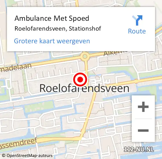 Locatie op kaart van de 112 melding: Ambulance Met Spoed Naar Roelofarendsveen, Stationshof op 20 juni 2022 03:41