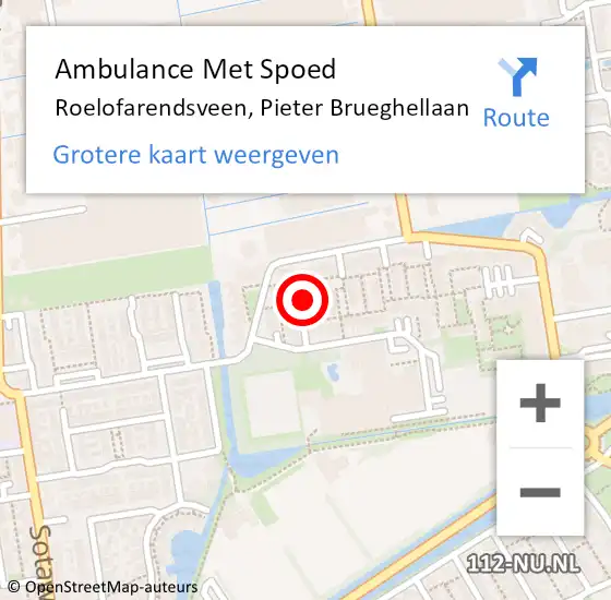 Locatie op kaart van de 112 melding: Ambulance Met Spoed Naar Roelofarendsveen, Pieter Brueghellaan op 20 juni 2022 04:01